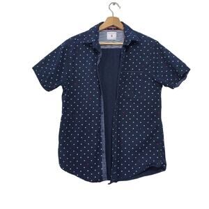 Denim & Flower | Star Polka-dots USA Red White Blue Short Sleeve Button Up